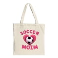 thumbnail image 1 of Stylish Canvas Tote Bag with Soccer Ball in Pink Heart & ' SOCCER MOI ' Text - Perfect for Shopping Travel & Parties, 1 of 4