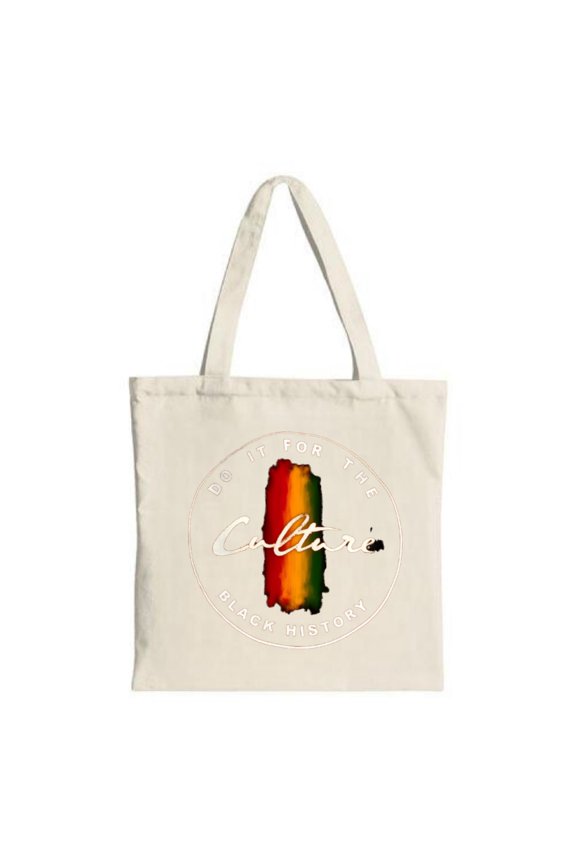 Stylish Canvas Tote Bag with Vibrant Circular Map Design ' For The Culture ' in Cursive Perfect for Shopping and Travel