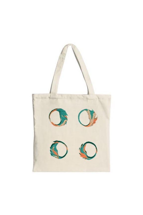 Stylish Canvas Tote Bag with Vibrant Teal & Orange Swirl Patterns Perfect for Shopping Travel and Parties - Reusable & Multifunctional