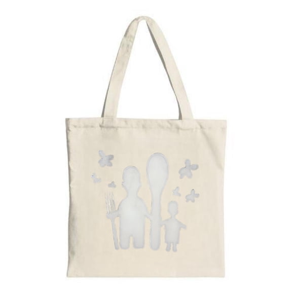 Stylish Canvas Tote Bag with Whimsical Family Silhouette & Butterflies - Perfect for Shopping Travel & Parties