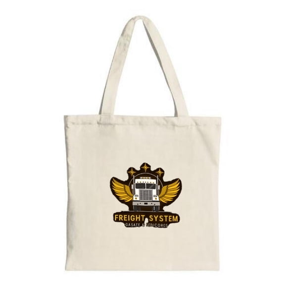 Stylish Canvas Tote Bag with Winged Truck Design " FREIGHT SYSTEM " & " MAINTENANCE & REPAIRS " - Perfect for Shopping & Travel