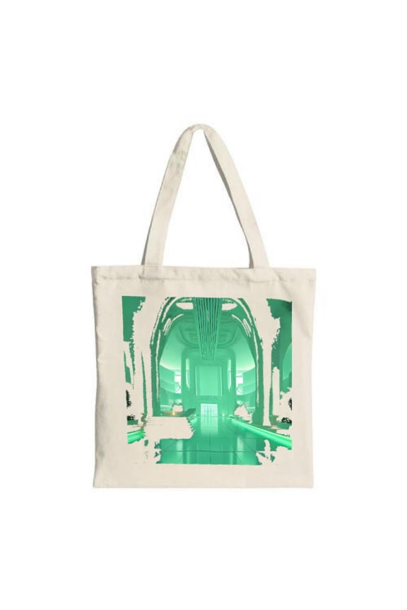 Stylish Canvas Tote Bag with a Green - Tinted Modern Interior Design Perfect for Shopping Travel and Parties - Multifunctional & Reusable