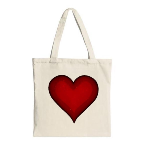 Stylish Canvas Tote Bag with a Large Gradient Red Heart Design Perfect for Shopping Travel and Parties - Multifunctional & Reusable