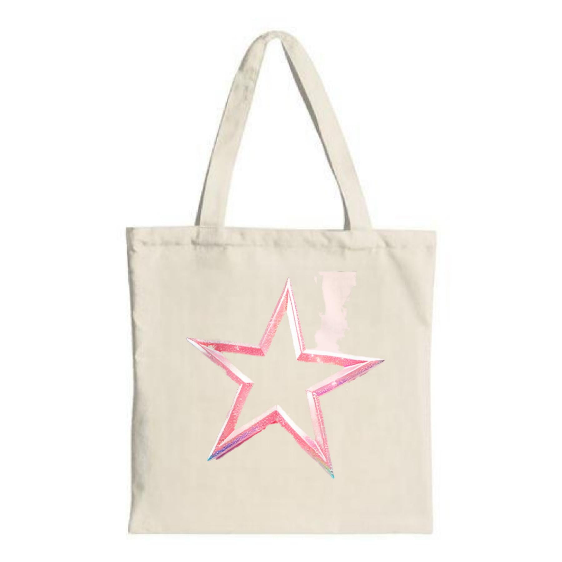 Stylish Canvas Tote Bag with a Large Pink Star and Gradient Outline ...