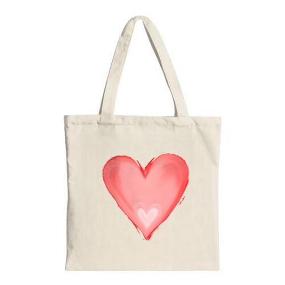Stylish Canvas Tote Bag with a Large Red Heart and Two Smaller Hearts Perfect for Shopping Travel and Parties