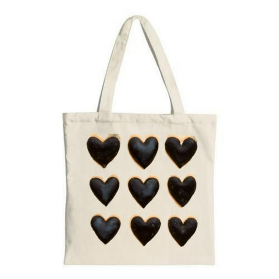 Stylish Canvas Tote Bag with a of nine black hearts outlined in orange perfect for shopping travel and parties