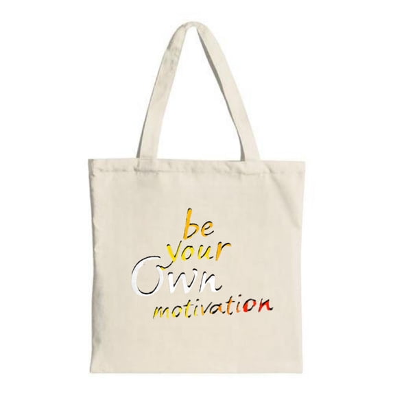 Stylish Canvas Tote Bag with " be your own motivation " in vibrant gradient colors perfect for shopping travel and parties