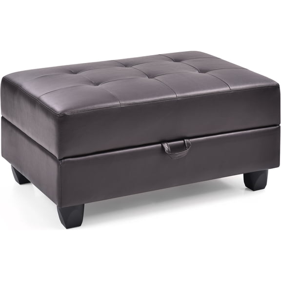 Stylish In Cappuccino - Soft Seating, No Assembly, Hardwood Frame, Easy Clean Faux Leather, 36.48 X 25.31 17.95 Adds Style And Comfort, , Clean, 37x26x18