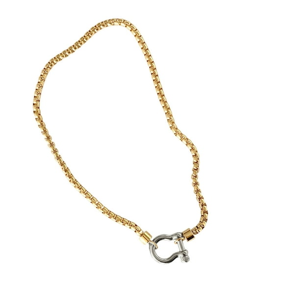 Stylish Carabiner Lock Pendant Necklace Stainless Steel for Daily Travel Wear
