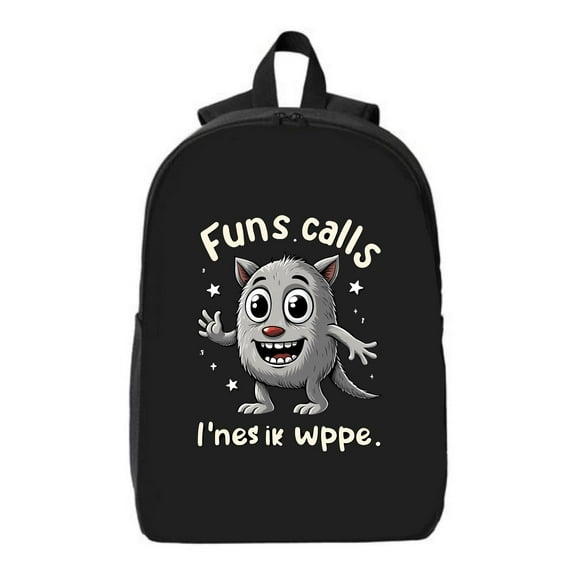 Stylish Cartoon Character Laptop Backpack for College & Travel - Fits 15" Laptop & iPad Fun Design with Friendly Gray Character