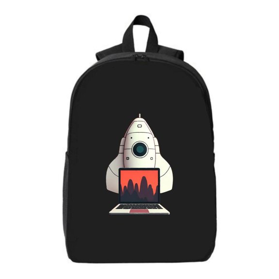 Stylish Cartoon Rocket Design Laptop Backpack for College & High School - Fits 15 " Laptop & iPad Perfect Travel Bag for - & - with Unique Mountain Pattern