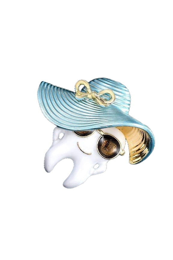 Stylish Cartoon Teeth Brooch With Artistic Dripping Paint Detailing Metal Clasp Pin Suitable For Clothing Decoration