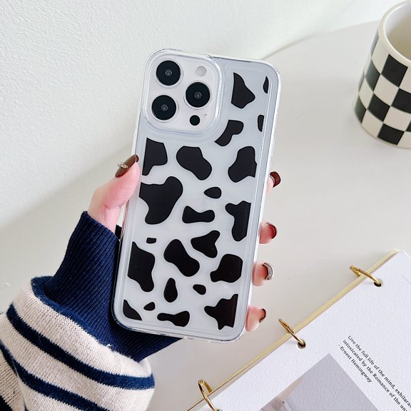 Stylish Case for Apple iPhone 16 Pro, Slim Fit Soft TPU Bumper Rugged Shockproof Anti-Scratch Luxury Anti-Slip Phone Case Cover for iPhone 16 Pro, Cow Print