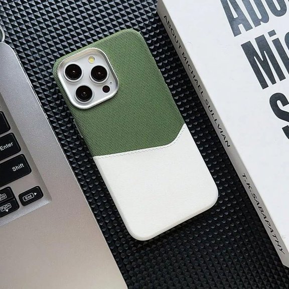Stylish Case For iPhone 16 Plus, Dual-Colour Design, Card Holder, Green