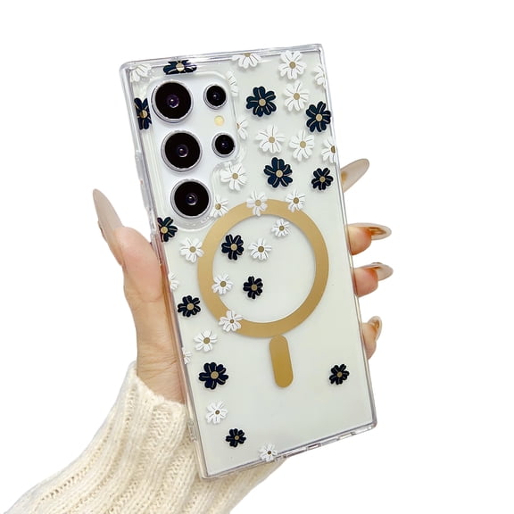 Stylish Case for Samsung Galaxy S26 Ultra 6.9", Flower Embossed Clear Anti-Yellowing Shockproof Corner Protective Phone Cover for Women Girls, B