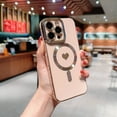 thumbnail image 1 of Stylish Case for iPhone 14 Pro Max, Luxury Slim Fit Plating Love Heart Shockproof Compatible with Magsafe Soft TPU Phone Case Cover for Women Girls Anti-scratch Drop Protection, Pink, 1 of 7