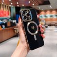 thumbnail image 1 of Stylish Case for iPhone 14 Pro Max, Luxury Slim Fit Plating Love Heart Shockproof Compatible with Magsafe Soft TPU Phone Case Cover for Women Girls Anti-scratch Drop Protection, Black, 1 of 7