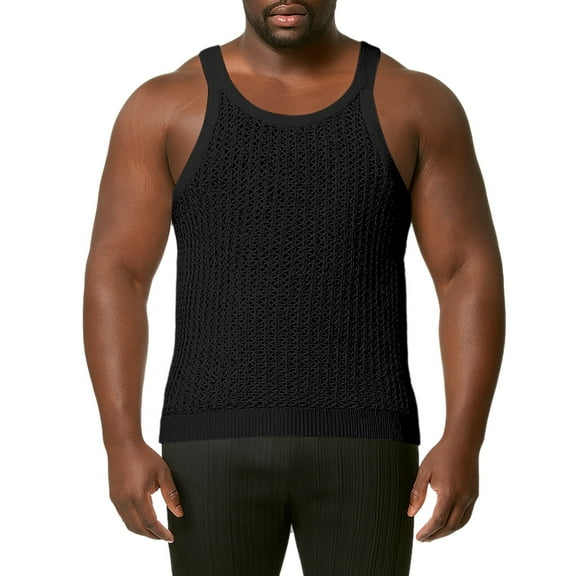 Stylish Casual Men's T Shirts Sleeveless Tops for Daily Wear Versatile Summer Fashion Breathable Knit Fabric Comfortable Muscle Fit Tee Mens T-Shirts Longer Length Under Graphic Tees White