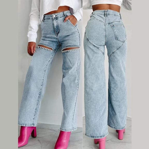 Stylish Casual Ripped Straight Leg Jeans For Women 18 plus Womens on Pants Tall Size 16 Pants for Women Classic plus Jean Women plus 20w Womens Pants Short Jean Pants for Women Jean Jumpsuits Women
