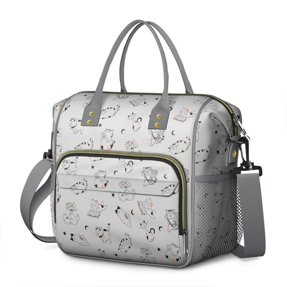 Stylish Cat Themed Leakproof Cooler Bag - Multi-Pocket Insulated Lunch Tote for Pet Lovers, Fitness & Daily Commute