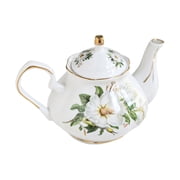 Stylish Ceramic Teapot With Floral Pattern Gold Edging Ergonomic Handle Suitable For Gifting