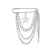 Stylish Chain Pendant Lapel Pin Adornment Unique Style Collar Brooches Accessories Trendy Badge Brooches Charm for Women