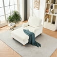thumbnail image 1 of Stylish Chaise Lounge With Solid Wood Legs And Dense Foam - Add Comfort To Bedroom Living Room Mid-century Legs, Filled, Chenille Upholstery, Removable Cushions, White, For & Office Space, 1 of 6