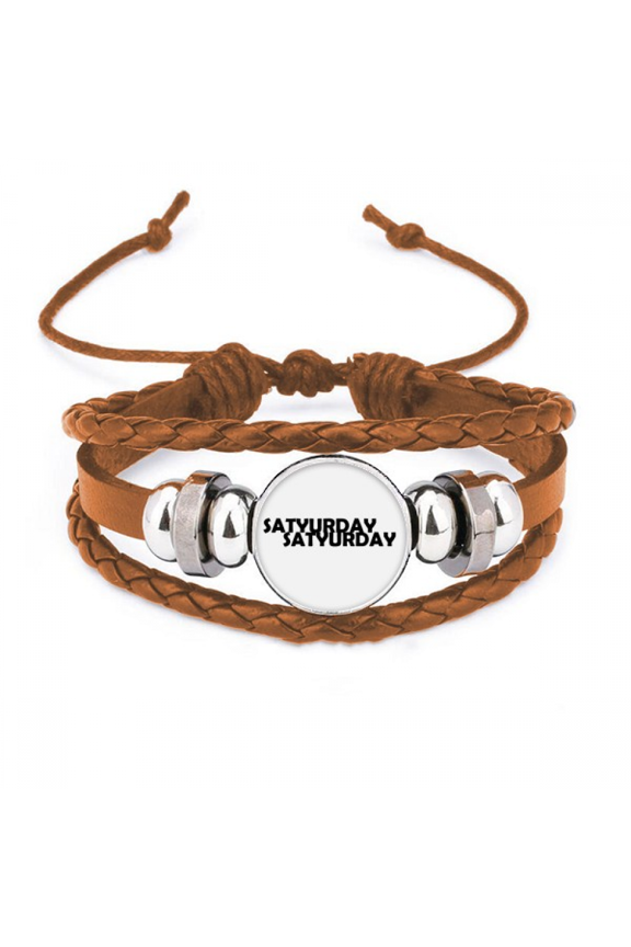 Stylish Characters Saturday Bracelet Wristband Leather Jewelry Ornament