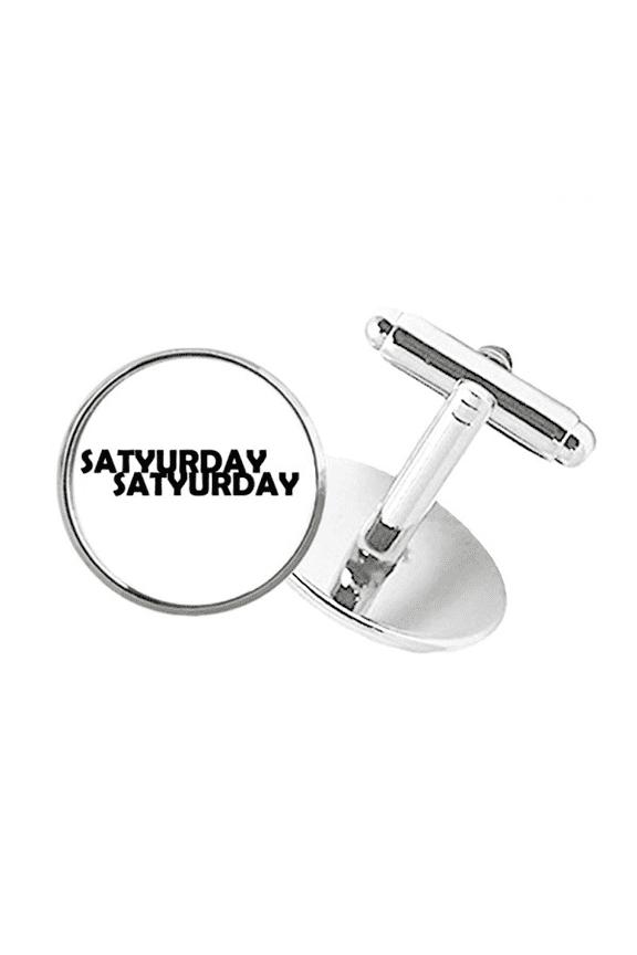 Stylish Characters Saturday Round Button Cuff Clip Stud Cufflinks