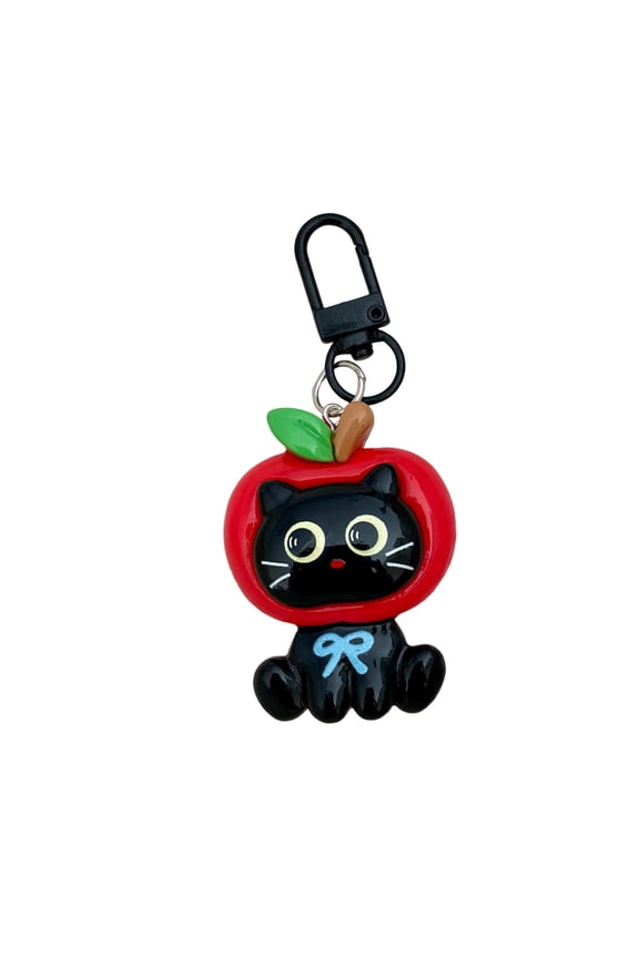 Stylish Charm Keychain Black Cats Design Carkey Holder Ornament Pendant for Fashion Accessory Couples Gift Supply