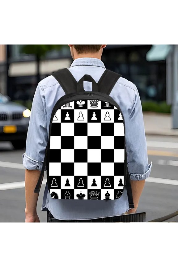 Stylish Checkerboard Pattern Backpack - Lightweight and Large capacity Foldable Day Backpack With Adjustable Straps