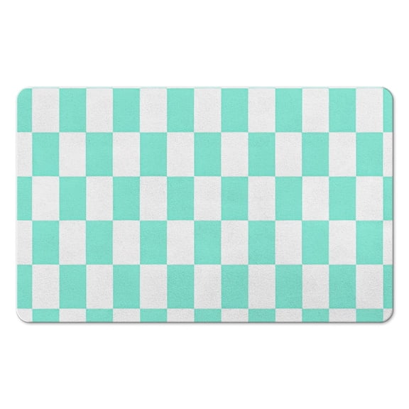 Stylish Checkered Grid Bathroom Rug (20x32in): Luxurious, Extra Soft & Absorbent Microfiber Bath Rugs, Non-Slip Bath Carpet Perfect for Bathroom Floors