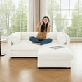 thumbnail image 1 of Modern White Chenille 2-Seater Sofa with Cylindrical Design and Hidden Storage, 220×80×75cm, 1 of 26