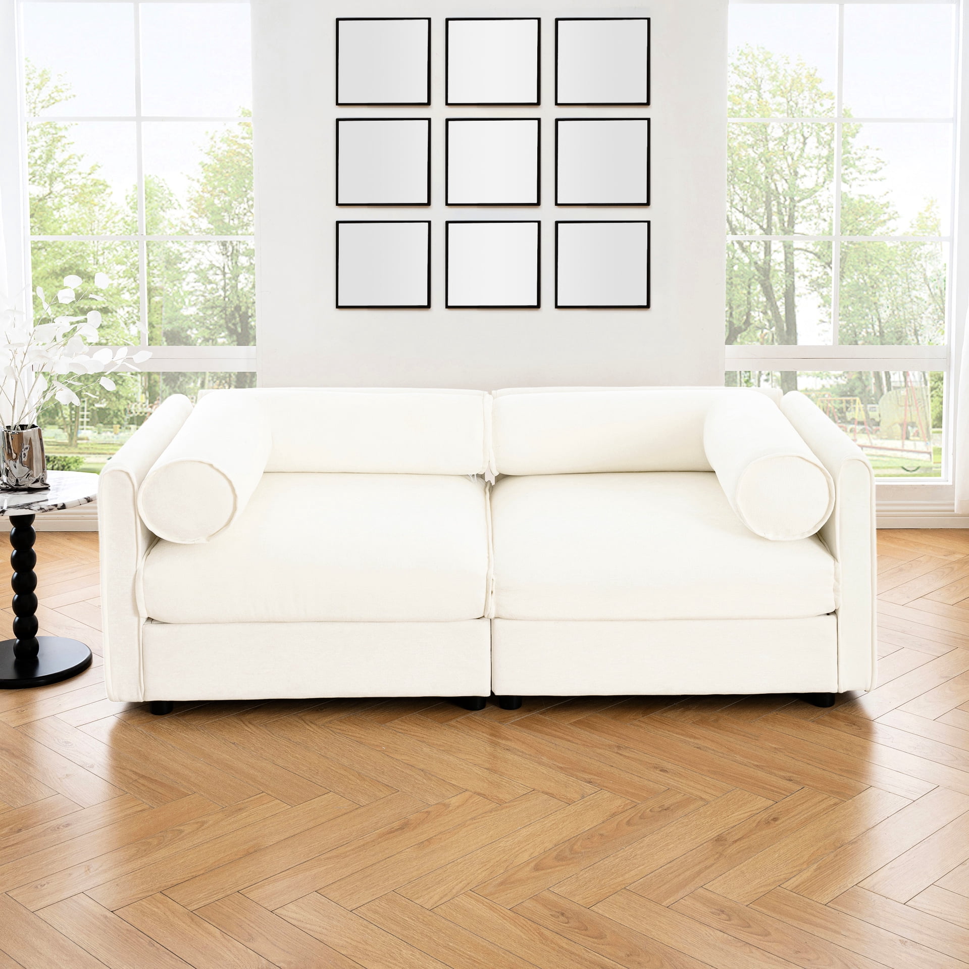 Stylish Chenille 2 With Storage, White Color, Modern Cylindrical And ...