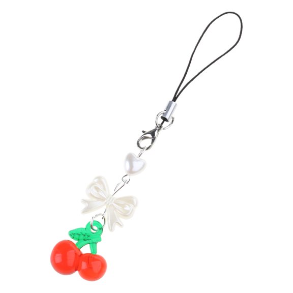 Stylish Cherry Phone Charm Handcrafted Cherry Phone Pendant Cherry Keychain Pendant Sweet Bag Accessory Acrylic Material