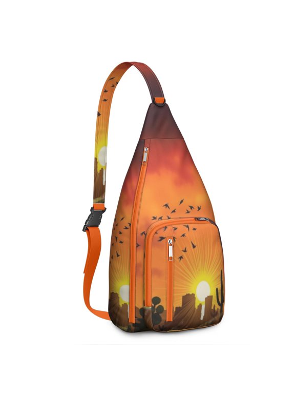 Stylish Chest Sling Bag Cactus Desert Crossbody Shoulder Backpack Adjustable Lightweight Travel Hiking Casual Daypack for Unisex