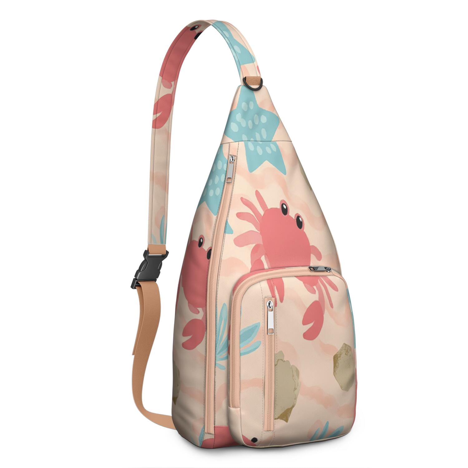 Stylish Chest Sling Bag Marine Adorable Crab Crossbody Shoulder Backpack Adjustable Lightweight Travel Hiking Casual Daypack for Unisex