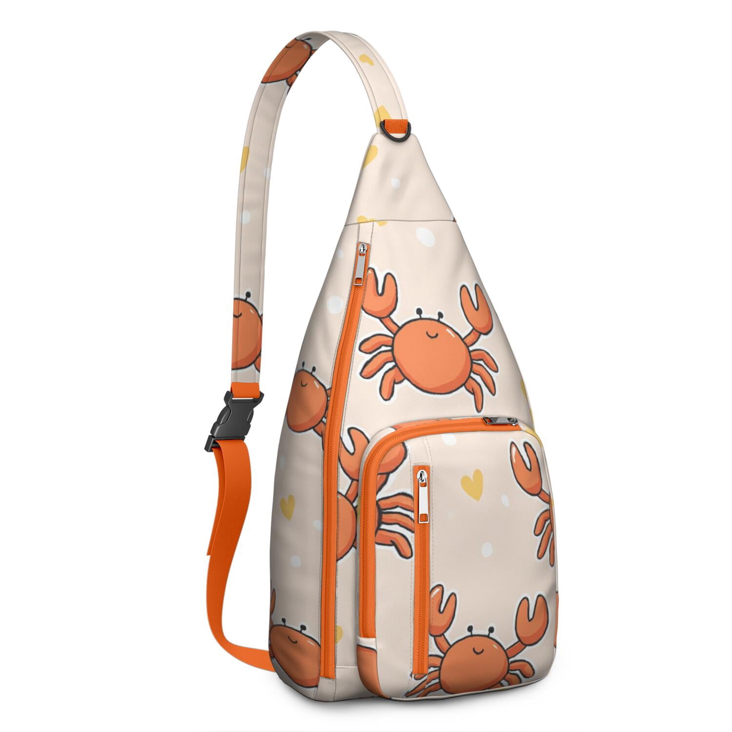Stylish Chest Sling Bag Marine Adorable Crab Crossbody Shoulder Backpack Adjustable Lightweight Travel Hiking Casual Daypack for Unisex