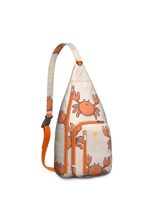 Stylish Chest Sling Bag Marine Adorable Crab Crossbody Shoulder Backpack Adjustable Lightweight Travel Hiking Casual Daypack for Unisex