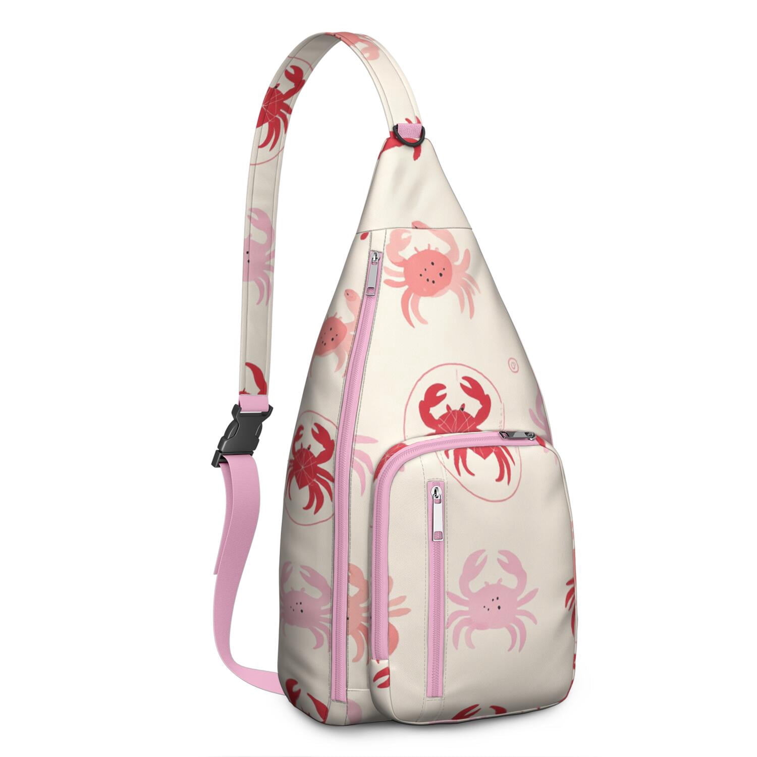 Stylish Chest Sling Bag Marine Adorable Crab Crossbody Shoulder Backpack Adjustable Lightweight Travel Hiking Casual Daypack for Women Men