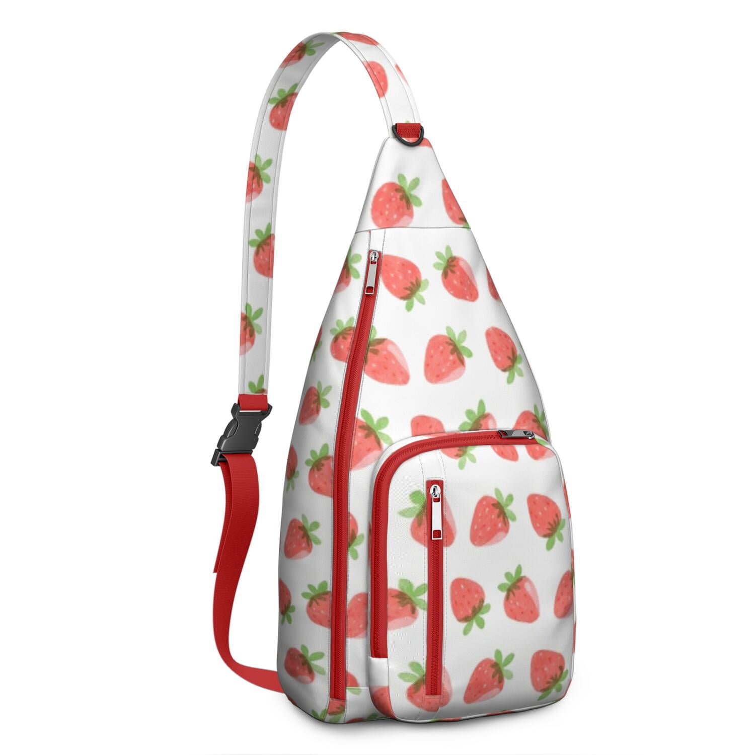 Stylish Chest Sling Bag Strawberry Fruit Trendy Sling Backpack for Women/Men Adjustable Lightweight Travel Hiking Casual Daypack for Unisex