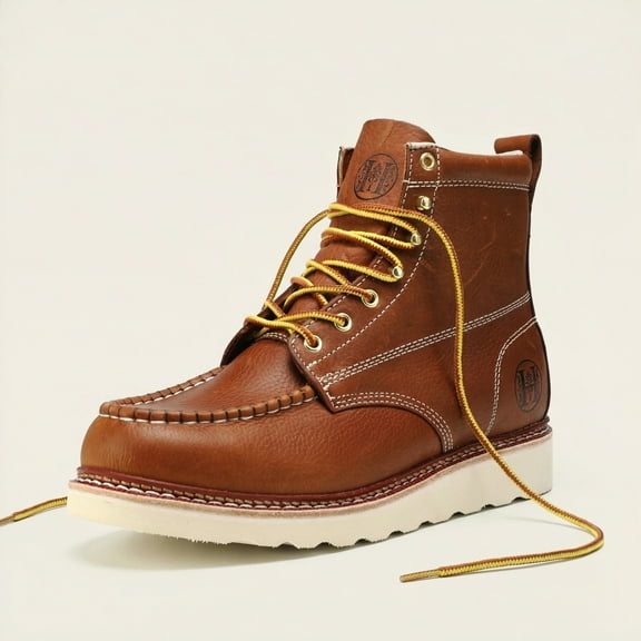 EUHVB806 Men’s 6" Soft Toe Work Boots, Brown Pitstop Leather, Slip & Oil Resistant, Water Resistant, EH Rated, Rubber/EVA Outsole