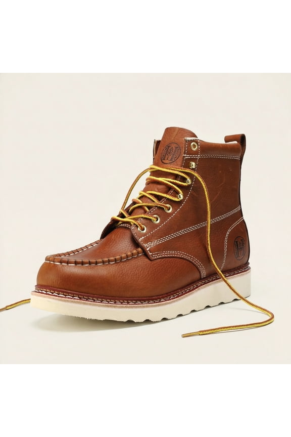 EUHVB806 Men’s 6" Soft Toe Work Boots, Brown Pitstop Leather, Slip & Oil Resistant, Water Resistant, EH Rated, Rubber/EVA Outsole