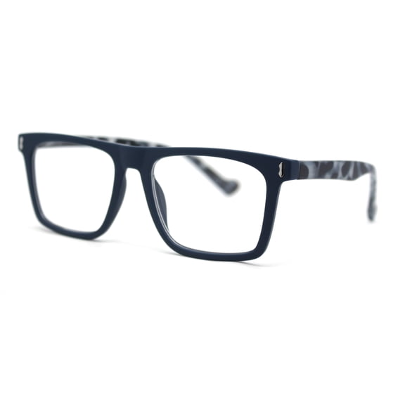 Stylish Classy Squared Rectangle Horn Rim Plastic Fashion Reading Glasses Navy Slate Tortoise +2.50