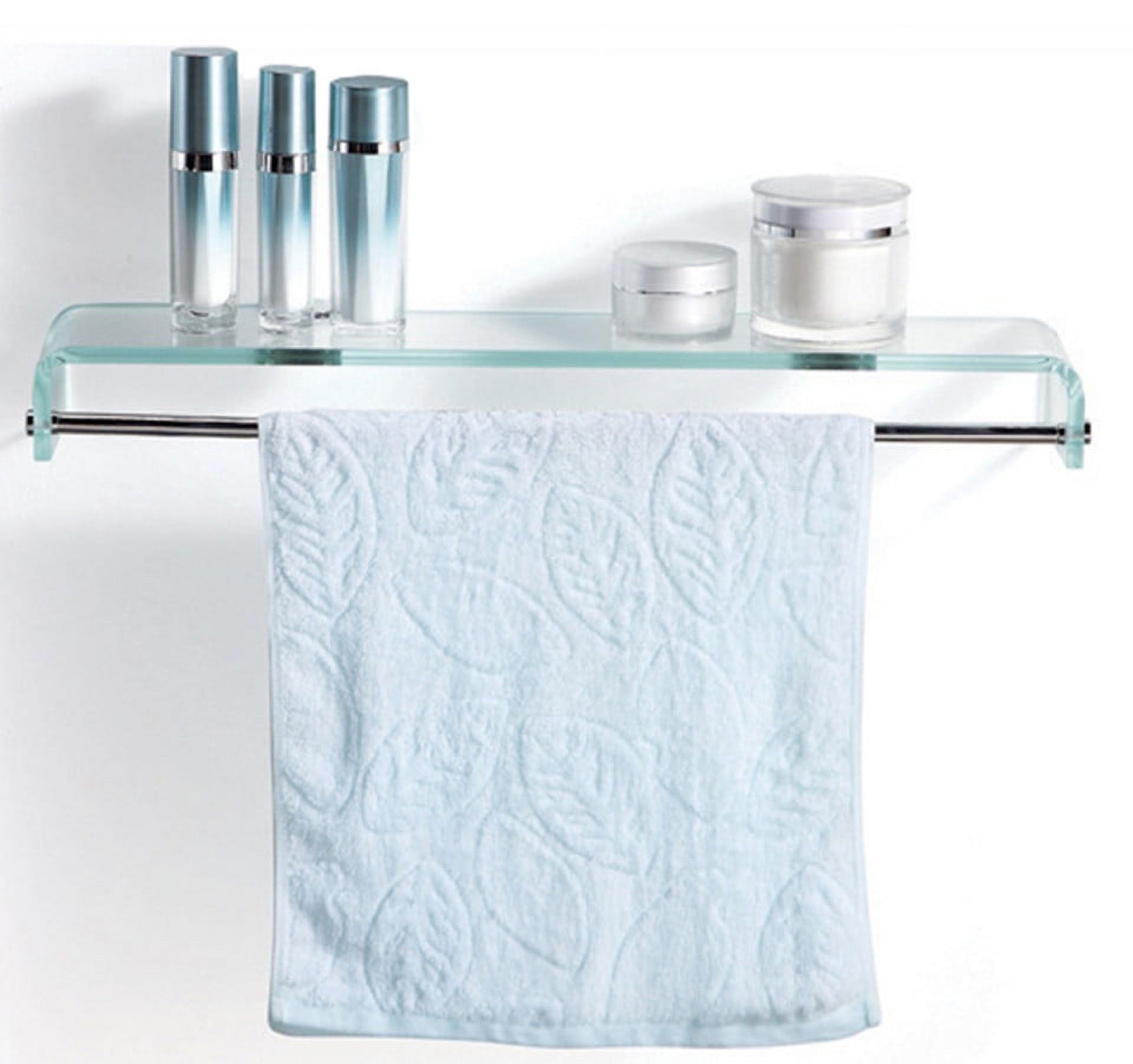 Stylish Clear Bathroom Glass Shelf With Chrome Towel Bar