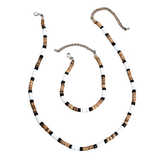 Stylish Coconuts Shell Beaded Necklace and Set Jewelry Accessory for Men and Women Daily Casual Use