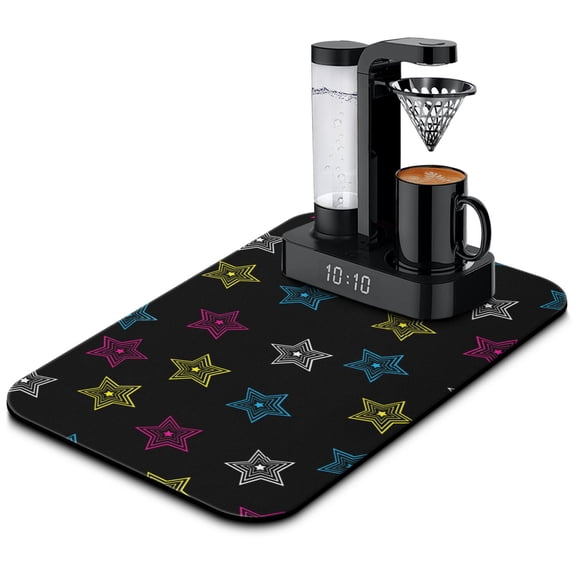 Stylish Coffee Bar Mat Absorbent Dish Drying Pad with Heat-Resistant Surface Multi-Purpose Kitchen Counter Mat Featuring Vintage and Retro Artistic Designs Reusable Under Coffee Maker Mat for Coffee L