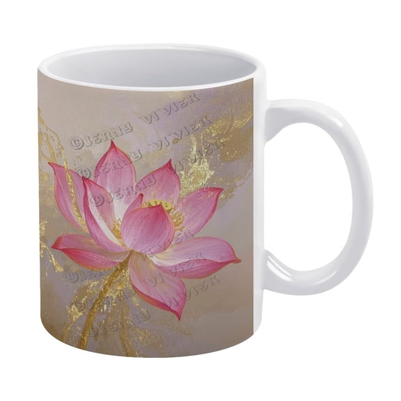 Stylish Coffee Cup - 11 OZ Lotus Flower Floral Mug, Gift for Flower Enthusiasts, Great for Everyday Use and Home Accents