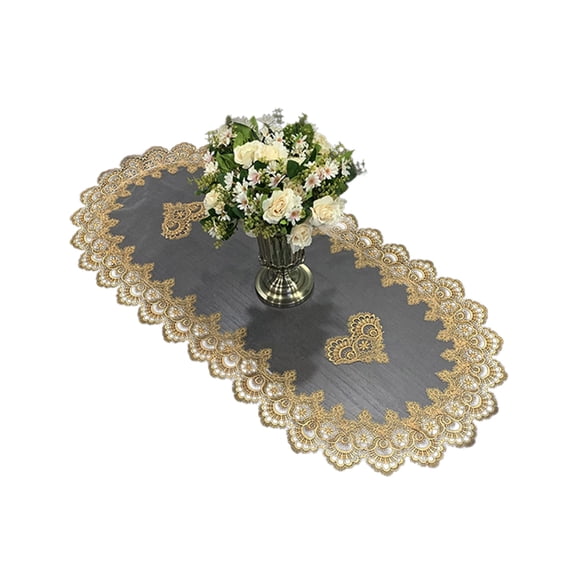 Stylish Coffee Table Cover Polyester Fabric Decorative Tablecloth Embroidery Flower Lace Doily For Dining Office Use