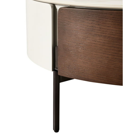 Stylish Coffee Table With Drawers, Ceramic Top, Metal Legs, Sintered Stone Tabletop For Lounge Area Furniture Contemporary Round Heat-